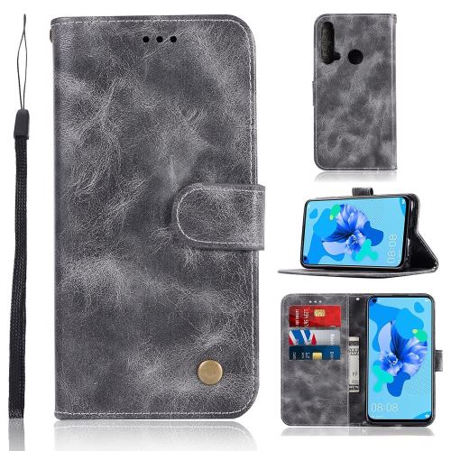 Etui en PU vintage premium avec support gris pour votre Huawei P20 lite (2019)/Nova 5i