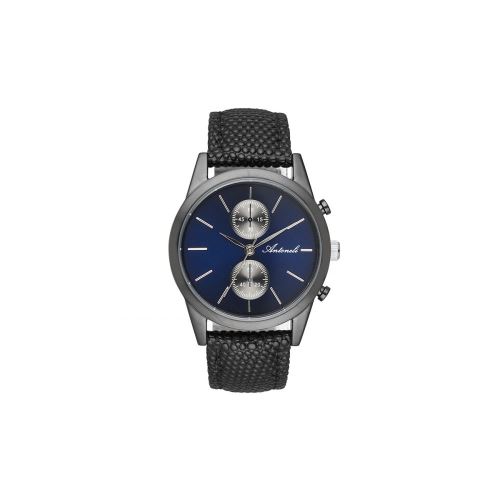 Montre Homme Antoneli à Quartz Cadran Bleu 38 mm Et Bracelet Noir En Cuir ANT2095