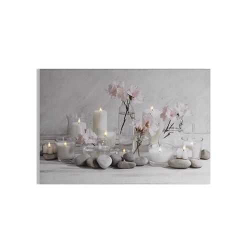 Toile lumineuse LED Serenity Blanc Gris 90 x 60cm