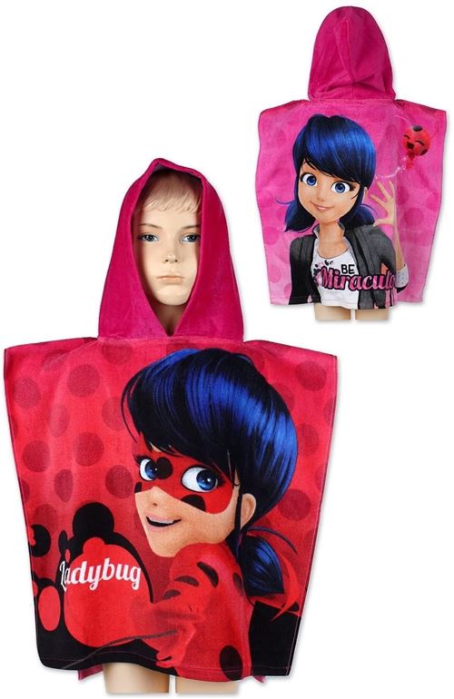 Miraculous Serviette à capuche - Poncho Cape de Bain Ladybug 55x110