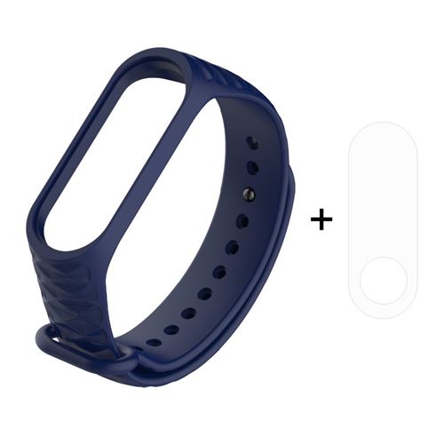 Bracelet en TPU couverture complète souple réglable diamant 3D bleu pour votre Xiaomi Mi Band 3