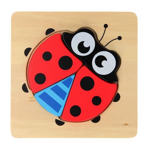 Puzzle en bois coccinelle JOUECO bois ecologique 4 pieces bebe enfant