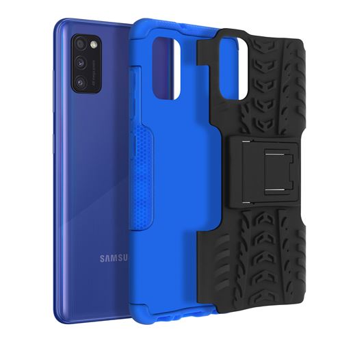 Coque pour Samsung Galaxy A41 Protection Semi-rigide Antichoc Béquille Support Noir et Bleu