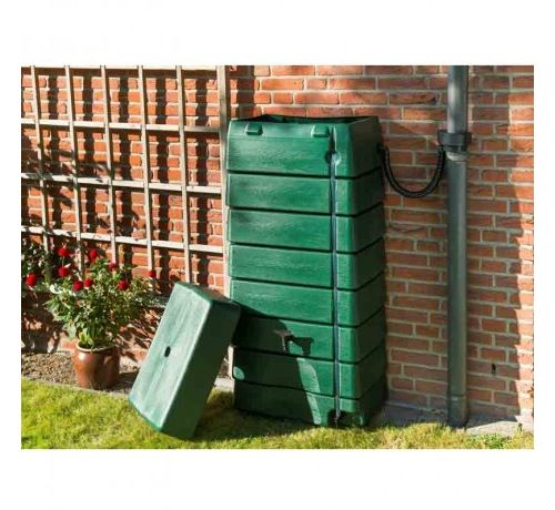 Récupérateur Deau Tonneau Forme Murale 320 Litres Nature Longueur 60 Cm Largeur 40 Cm Vert