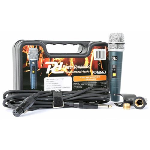 Power Dynamics Pdm663 Micro Dynamique Xlr Avec Adaptateur Support Câble
