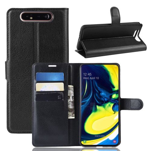 Etui en PU noir avec support pour votre Samsung Galaxy A80/A90