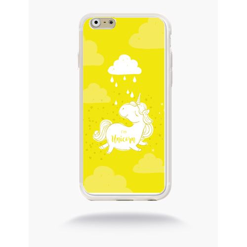 Coque Unicorne Nuage Fond Jaune Compatible Apple Iphone 6 Silicone Blanc Mat