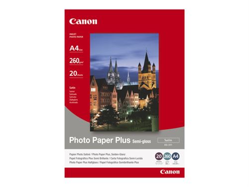Canon Photo Paper Plus SG-201 - Semi-brillant 203 x 254 mm 260 g/m² 20 feuille(s) papier photo pour PIXMA iP3300, iP5300, MP180, MP490, MP510, MP550, MP560, MP600, MP810, MX330, TS7450
