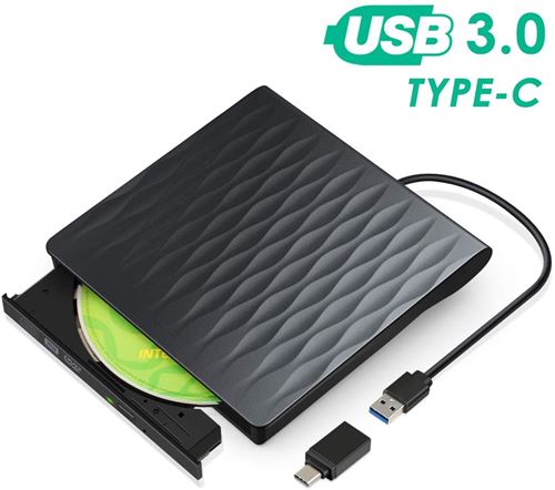 Lecteur CD/DVD Externe, USB 3.0 Type-c Graveur Enregistr…