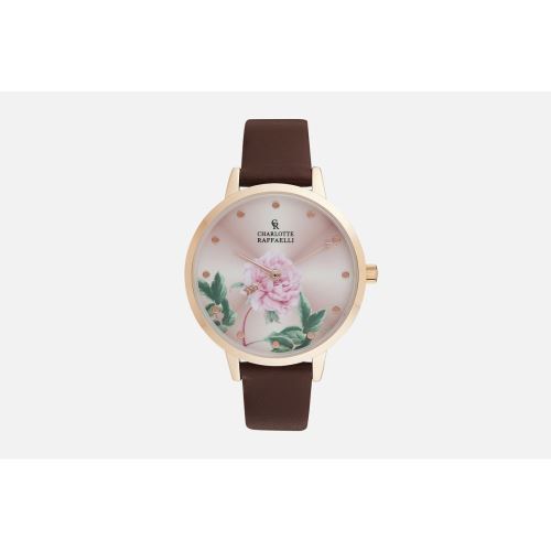 Montre Female Charlotte Rafaelli Mouvement Quartz Cadran Floral 36mm Et Bracelet Taupe En Cuir CRF050