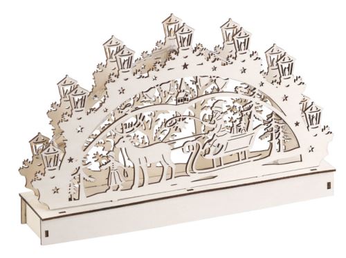 Arche lumineuse en bois motif Père Noël & renne