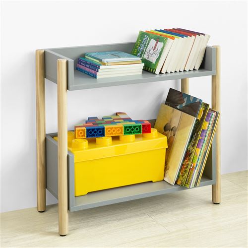 Bibliothèque pour Enfants à 2 Étages Étagère à Livres Enfants Étagère LxLxH 60x25x56cm,SoBuy KMB28-HG