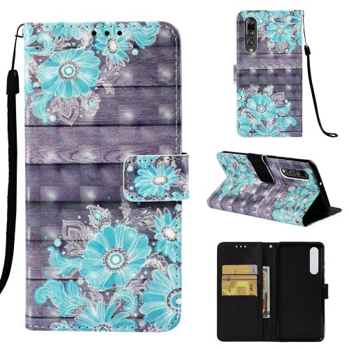 Etui en PU impression de motifs à décor de points lumineux avec flip sur pied fleur bleue pour votre Huawei P30