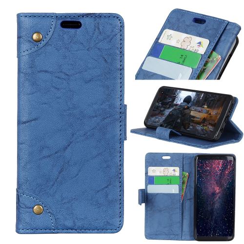 Etui en PU magnétique rétro avec support bleu pour votre Huawei P30 Lite