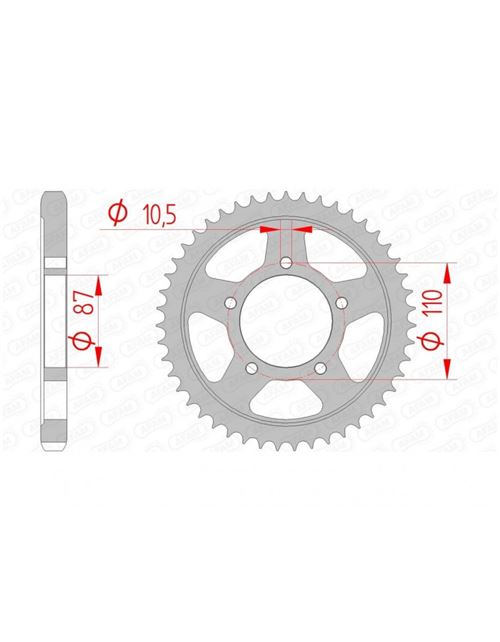 Couronne AFAM 47 dents acier standard pas 530 type 14601