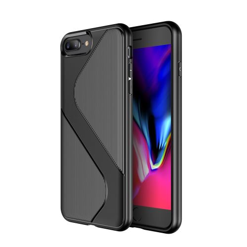 Coque en TPU anti-chute en forme de s noir pour votre Apple iPhone 8 Plus/7 Plus 4.7 pouces