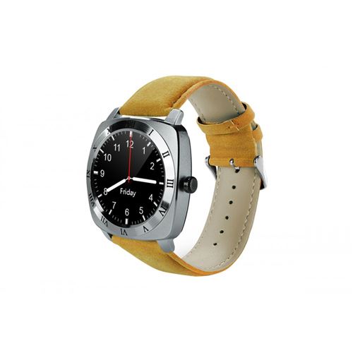 Eclock Dandy EK-F1 - Argent - montre intelligente avec bande - cuir - beige - affichage 1.33 - Bluetooth