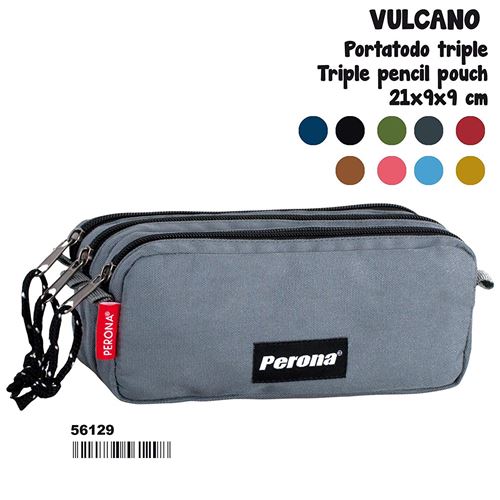 Montichelvo Montichelvo Triple Penc. Pouch Pr Vulcano Grey Trousses, 21 cm, Gris (Grey)