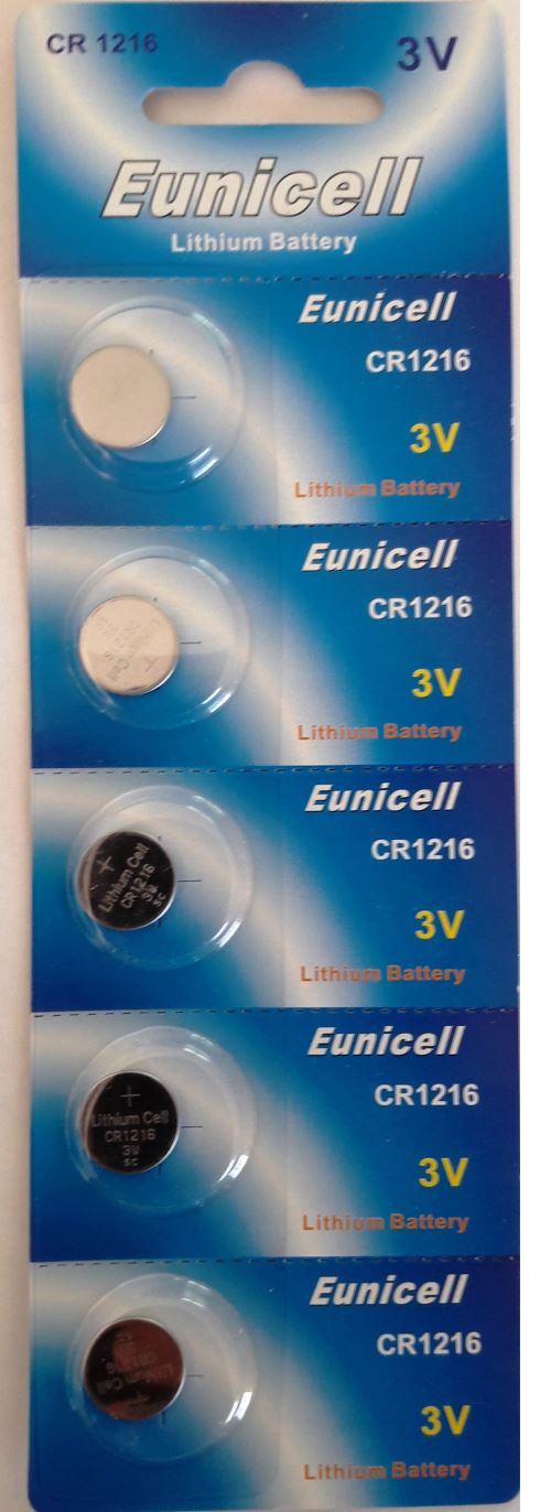 5 piles bouton Lithium 3v CR1216 EUNICELL