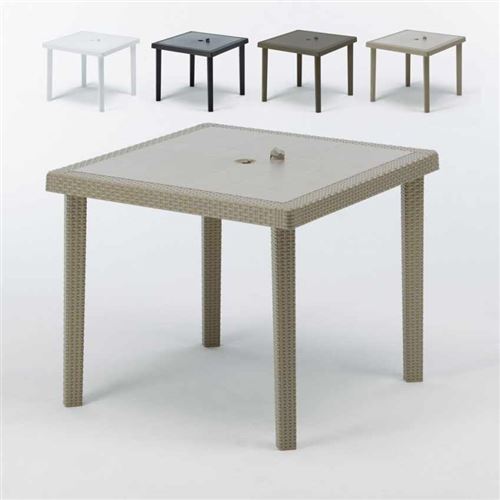 Grand Soleil - Tables bar en Poly rotin carrées 90x90 Grand Soleil Boheme 12 pcs, Couleur: Beige