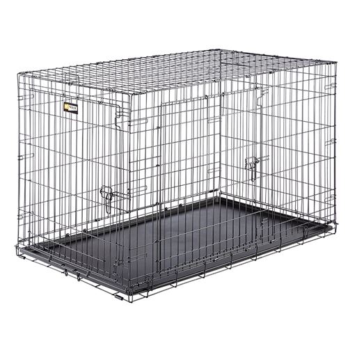 Ferplast Cage de transport pliable pour chiens DOG-INN 120, enclos pour chiots, transport en métal séparation inclus, porte double avec fermeture de sécurité, 123,8 x 76,2 x h 81,2 cm Noir