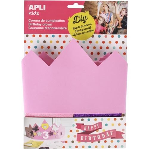 Apli kids 14479 couronne danniversaire rose en mousse eva compatible avec tous les (taille unique)