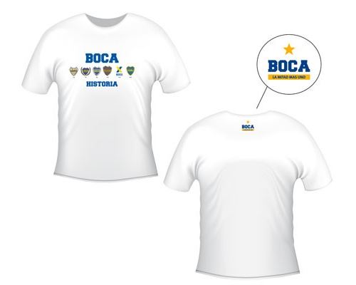 Boca Juniors Historia Logo T-Shirt Football, Blanc, FR : L (Taille Fabricant : L)