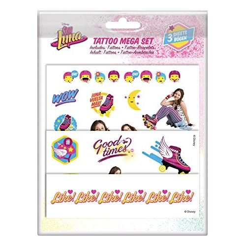 Craze 55442 - tattoo mega lot disney soy luna, 3 feuilles, assorties