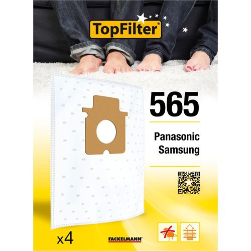TopFilter 565, 4 sacs aspirateur pour Panasonic et Samsung boîte de sacs d'aspiration en non-tissé, 4 sacs à poussière (30 x 26 x 0,1 cm)