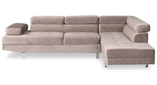 COTECOSY Canap&eacute; d'angle avec t&ecirc;ti&egrave;res relevables Alfa Velours Taupe - Taupe