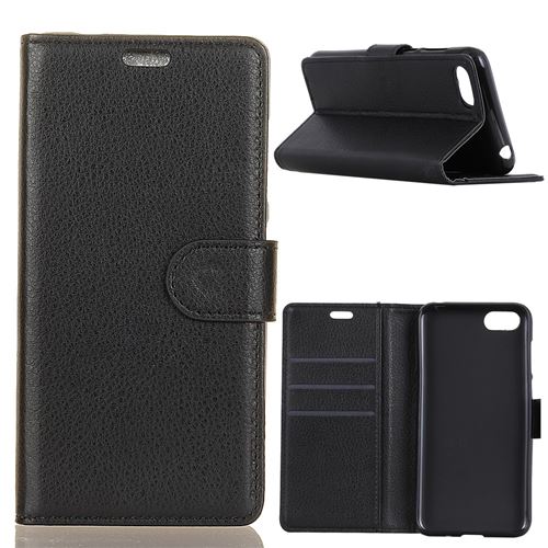 Etui en PU litchi noir pour votre Huawei Y6/Honor 7A