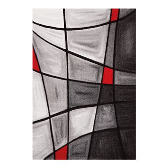 Tapis De Salon Avec Effet 3d Gris Et Rouge Chic