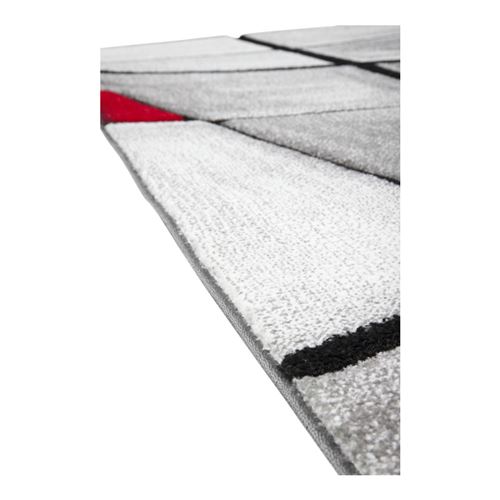 Tapis De Salon Avec Effet 3d Gris Et Rouge Chic