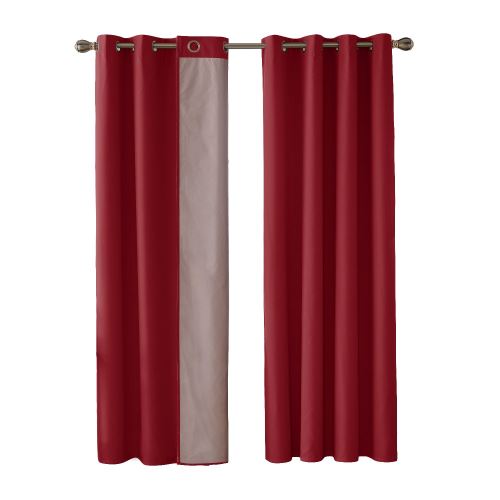 Deconovo Lot de 2 Rideau de Porte Doublure pour Chambre Enfant Garcon Isolation Thermique à Oeillets 140x245cm Rouge