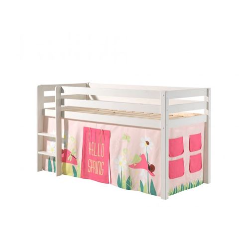 Vipack Blanc Pino Lit Sureleve En Pin Massif Avec Sommier + Rideau De Lit Spring - Image 3