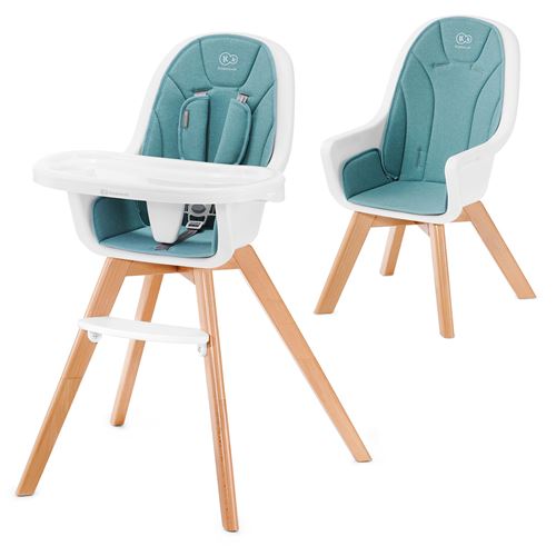 Kinderkraft Chaise haute bébé évolutive 2 en 1 TIXI Plateau réglable Tablette amovible - Turquoise