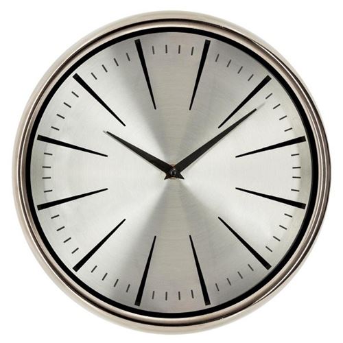 Horloge Murale Design Verre Bombé 30cm Argent