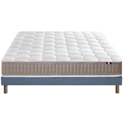 Ensemble matelas 100% latex5 zones sommier bleu 140x190