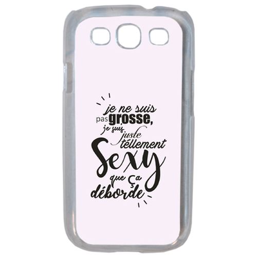 Coque Je Ne Suis Pas Grosse Fond Rose Pale Compatible Samsung S3 Transparent