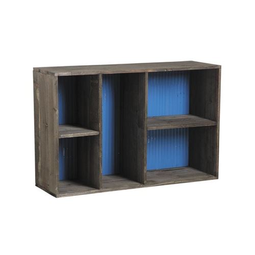 Aubry Gaspard - Etagère 5 niches en bois et zinc Bleu