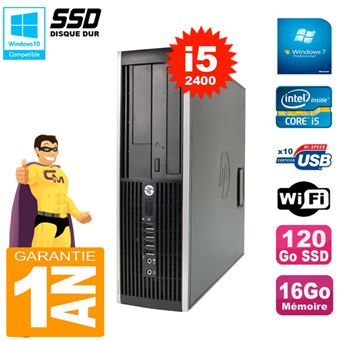Pc hp compaq 8200 sff core i5-2400 ram 16go disque 120go ssd graveur dvd wifi w7 - 1