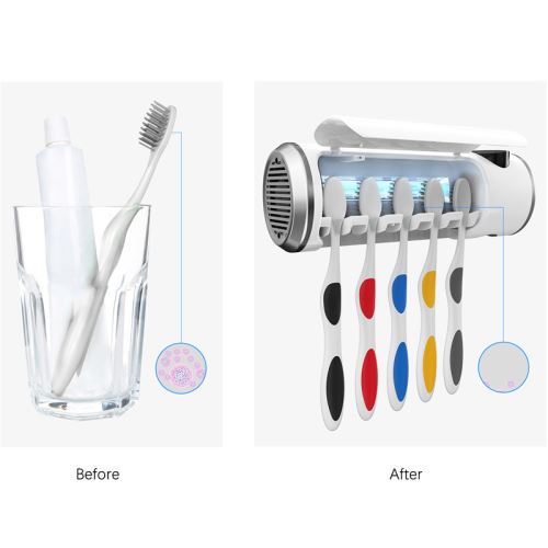 Brosse à dents UV stérilisateur mural/stérilisation et fonction de  minuterie porte-brosse à dents de salle de bain rechargeable sans perçage