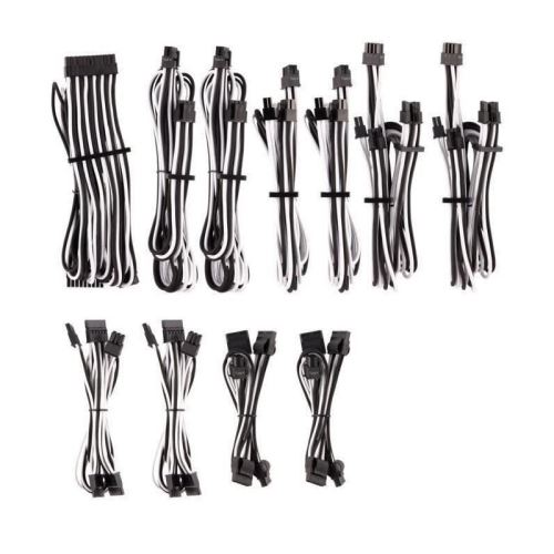 corsair corsair premium pro sleeved kabel-set (gen 4) - weiß/schwarz noir