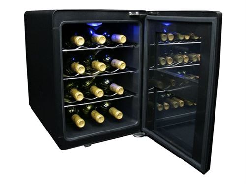 sonnenkönig of Switzerland Cava 12 Mono vin Réfrigérateur/58 cm Hauteur/Modèle en acier inoxydable et verre/éclairage intérieur/Argent/Noir