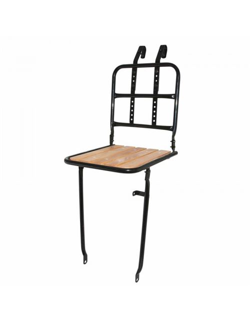 Porte bagage velo av a tringles p2r 16mm alu noir reglable 28-26-24 avec plancher bois fixation cintre + oeillets de fourche