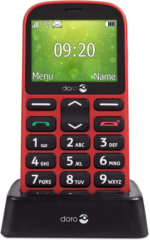 DORO 1361 - Mobiele telefoon - microSD slot - 240 x 320 pixels - TFT - RAM 8 MB - 2 MP - rood