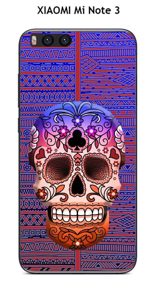 Coque XIAOMI Mi Note 3 design Tete de mort bleu & marron