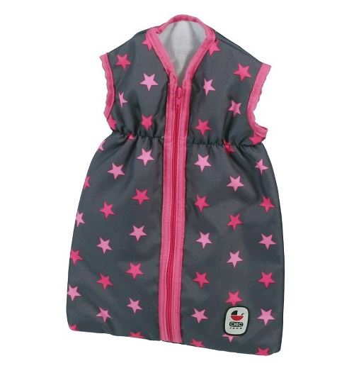 Turbulette gigoteuse pour poupon 55 cm max - gris / rose / etoiles - accessoire poupee