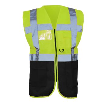 Gilet Sécurité Réfléchissant Gilet De Sécurité Réfléchissant Haute Visibilité - Noir/Jaune, Taille XL, Pour Cyclisme, Travail, Sport Gilet Fluorescent Poches Stylo Téléphone
