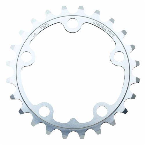 Plateau route 5bra 24dts d.74 triple argent alu 7075 stronglight 9-10v.
